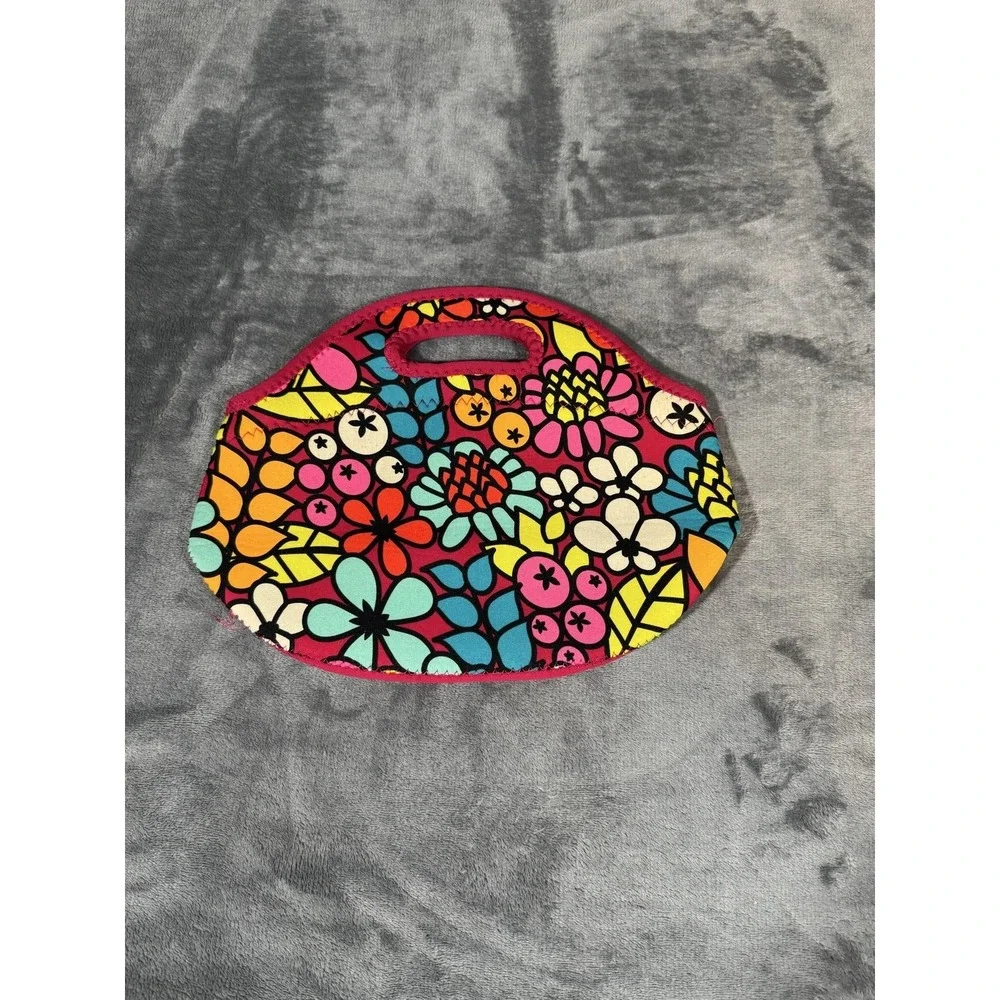 BYO Rambler Lunch Bag Neoprene Floral Multicolor Zipper Handle Tote